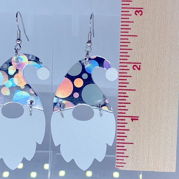 Dangle Earrings Santa Iridescent Hat Christmas - Picture 6 of 6